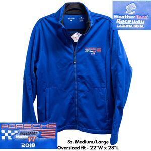 Porsche Rennsport Reunion VI 2018 Racing Jacket M Blue Fleece Lined‎ Softshell